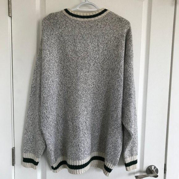 Northern Elements Grey Heather & Green Wool Blend Pullover Sweater XXL Vtg Cabin - Picture 7 of 7